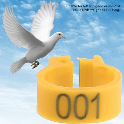 100Pcs 8MM 001 to 100 Numbered Plastic Letter Pigeon Bird Leg Bands Rings, Pigeon Identify Rings, Training Supplies Leg Number Bird Bands for Letter Pigeon (Yellow) - color: Yellow