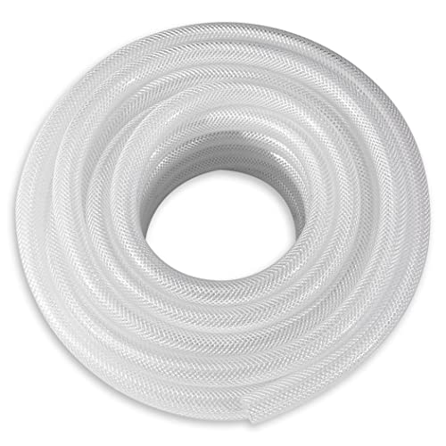 DAVCO 1/2" ID × 50 ft Clear Braided Plastic Vinyl Tubing Flexible High Pressure Reinforced PVC Hose - size: 1/2"ID, style: 50 Feet