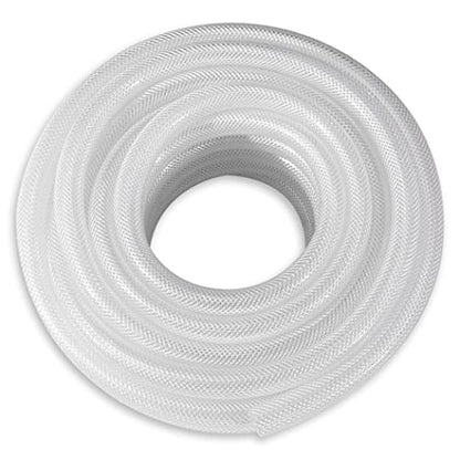 DAVCO 3/8" ID × 50 ft Clear Braided Plastic Vinyl Tubing Flexible High Pressure Reinforced PVC Hose - size: 3/8"ID, style: 50 Feet