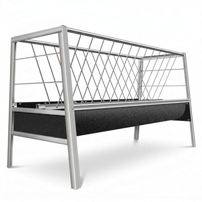 Farm Ranch 77 Gallon Hay Feeder, Wear-Resistant Rubber Trough, Corrosion-Resistant Stainless Steel Livestock Feeder for Goats, Sheep, Calves and Horses Use