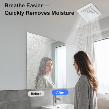 10 Inch Panel Bathroom Exhaust Fan, 77 CFM 1.1 Sones Quiet Ceiling Mount Exhaust Fan, 4'' Duct Square Bathroom Vent Fan for Home/Bath/Garage/Office, 25W, 8.3 x 8.3'' Mount, Milky-white - size: 10 Inch milchig-weiß square
