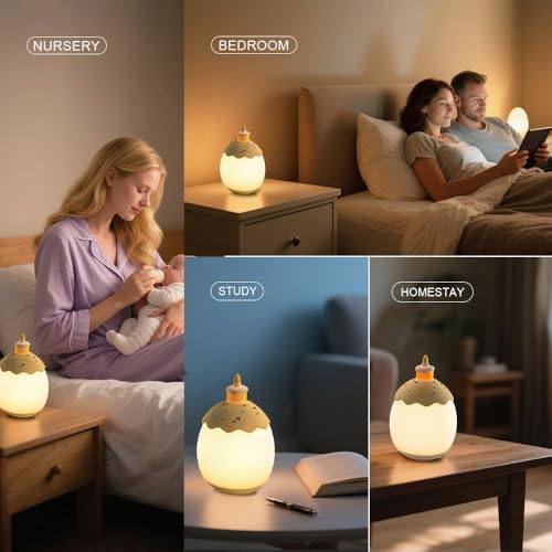 Silicone Night Light for Kids, Egg Baby Nursery Night Lamp with 3-Level Dimming & 30-Min Timer, Portable nightlight for Kids Bedroom,Birthday Cake-Shaped Night Light - color: White-Birthday Cake