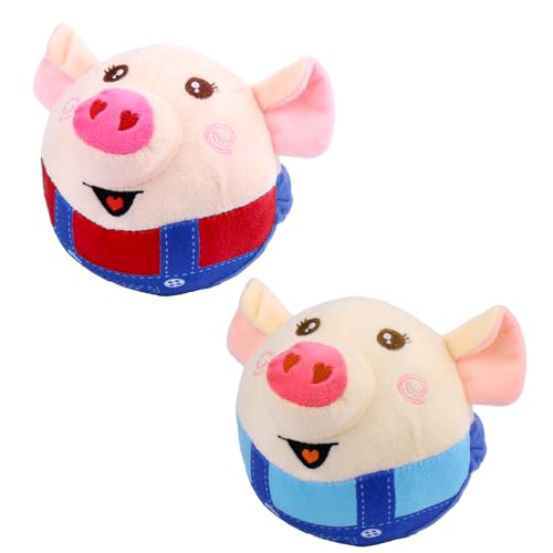 Mity rain Interactive Dog Ball Cover, Replacement Covers Only for Bouncing Ball (Blue Pig+Red Pig) - style: Blue Pig+Red Pig