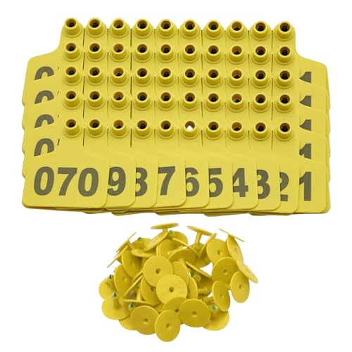 100 Pieces Writeable Animal Ear Markers with Oversized Design Great for Ranch Management of Caprine and Swine Permanent Ear Identifiers - color: Yellow