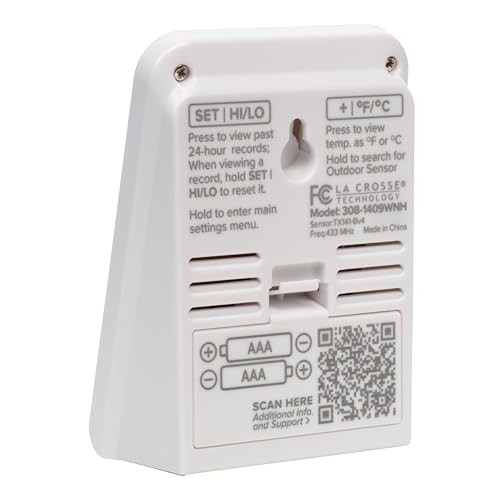 La Crosse Technology 308-1409WNH-CBP Battery Operated Wireless Digital Thermometer - White - color: White