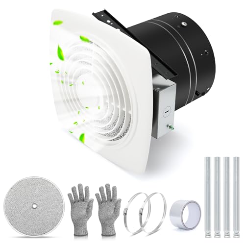505 Bathroom Exhaust Fan, 8 Inch Fan with 200 CFM, White Vertical Discharge Ceiling Ventilation Fan, Bathroom Vent and Kitchen Exhaust Fan, Attic and Garage Ceiling Fan, Household Ventilation Fans
