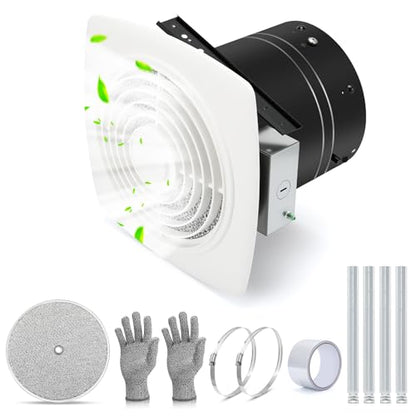 505 Bathroom Exhaust Fan, 8 Inch Fan with 200 CFM, White Vertical Discharge Ceiling Ventilation Fan, Bathroom Vent and Kitchen Exhaust Fan, Attic and Garage Ceiling Fan, Household Ventilation Fans
