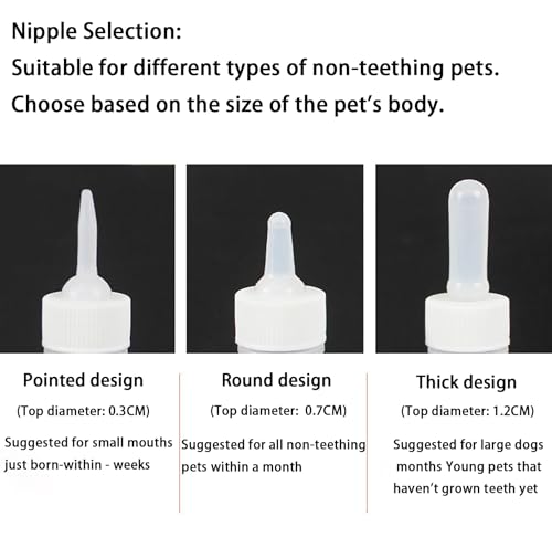 OMEM Pet Nursing Bottle, Nursing Bottle Kits, Replacement Nipple Cat Feeding Bottle for Newborn Kittens, Puppies, Rabbits, Small Animals