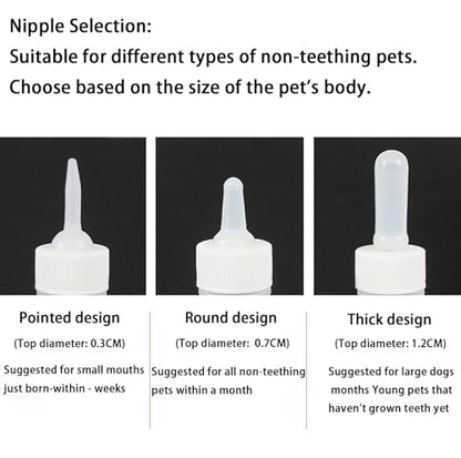 OMEM Pet Nursing Bottle, Nursing Bottle Kits, Replacement Nipple Cat Feeding Bottle for Newborn Kittens, Puppies, Rabbits, Small Animals