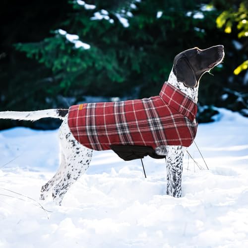 Kuoser Warm Dog Coat, Waterproof Dog Coats for X-Small Dogs, Adjustable Durable Doggie Winter Jacket Reversible Cozy Puppy Cold Weather Apparel from Small to Large Breed, Red XS - color: Red, size: X-Small (Pack of 1)