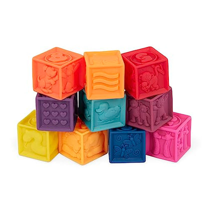 B. toys – Baby Blocks – Stacking & Building Toys for Babies – 10 Soft & Educational Blocks – Numbers, Shapes, Colors, Animals – One Two Squeeze – 6+ Months - style: Blocks