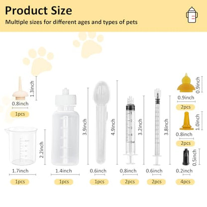 Pet Feeding Nipple, Pets Nursing Bottle, Milk Nursing Bottles Kits for Newborn Puppy & Kitten, 1 * Pet Milk Bottle, 4 * Animal Feeding Nipple, Fit for Cats, Dogs, Kittens, Puppies, Rabbits, Squirrel