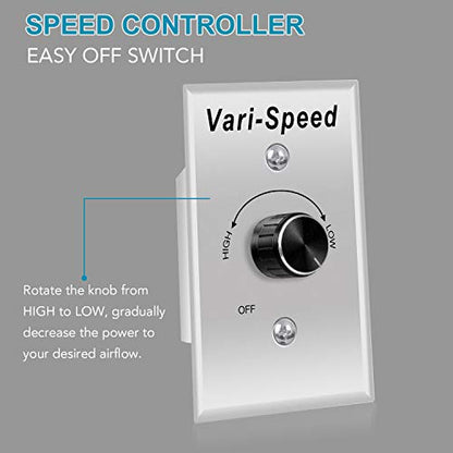 VENTISOL 12 Inch Shutter Exhaust Fan With Variable Speed Controller,1450CFM Wall Mounted Ventilation Fan, Vent Fan For Greenhouses,Shop,Home Attic,Garage Ventilation,Black - size: 12" Fan with Speed Controller