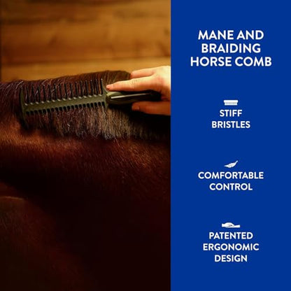 WAHL Professional Animal Mane & Tail Brush - Ergonomic Black Braiding Comb (#858708) for Equine Grooming - color: Black