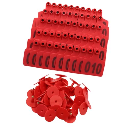 100 Pieces Ranch Animal Ear Markers Built from Gentle Yet Tough Substance Perfect for Labeling Caprine and Pigs Permanent Ear Identifiers - color: Red