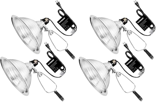 VIVOSUN 8 Pack Clamp Lamp Light with Detachable 8.5 Inch Aluminum Reflector up to 150 Watt E26 Socket (No Bulb Included), 6 Feet Cord, UL Listed - size: 8.5 Inch-8 Pack