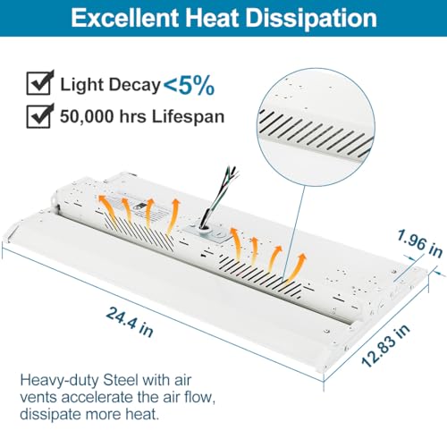 LED Linear High Bay Light 2 Pack 165W/110W/80W Power Tunable, 23100 Lumens 5000K 120-277V Dimmable 2FT, Commercial Linear Hanging Bay Lights for Warehouse Workshop Supermarket Stadium, ETL