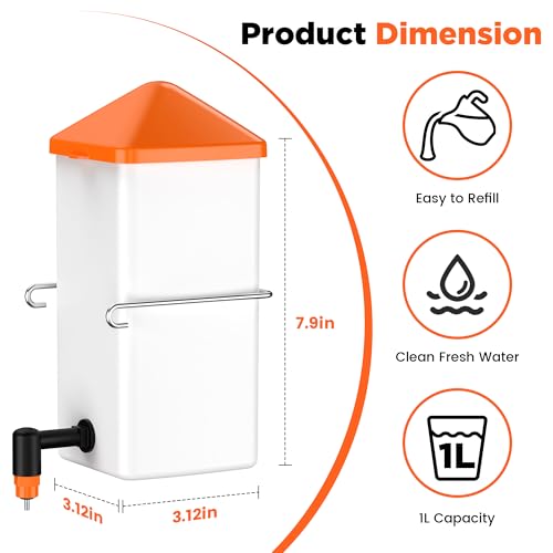 Eggluuz 1L Baby Chick Waterer with 2 Chicks Nipple Drinker and Anti-Roost Cone