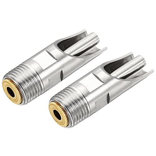 MECCANIXITY Pig Nipple Waterer 2Pcs Automatic Pig Feeder 1/2" PT Poultry Water Nipple Pig Drinker Stainless Steel Copper Hat Duck-Mouth Type for Sows Drinking, Silver