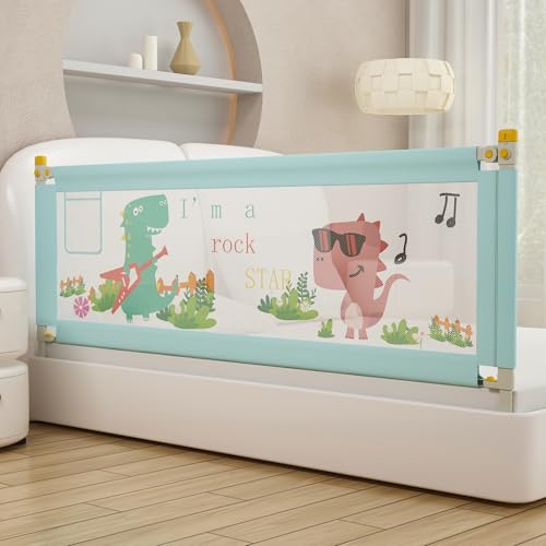 Bed Rail for Toddlers Twin, Full, Queen, King & Cal kingMattress Size | Swing Down Rail Guard | Mattress Side Rail for Kids (Blue Dinosaur, (1 Side) 36 Inch) - color: Blue Dinosaur, size: (1 Side ) 36Inch