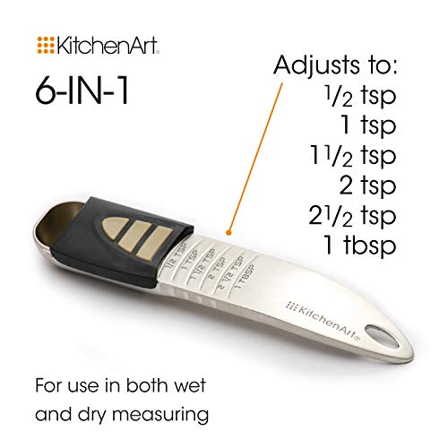 KitchenArt Professional Series Tablespoon, Champagne Satin Measuring Spoon, Adjustable from 1/2 Teaspoon to 1 Tablespoon, White & Black - size: 1-Piece Set