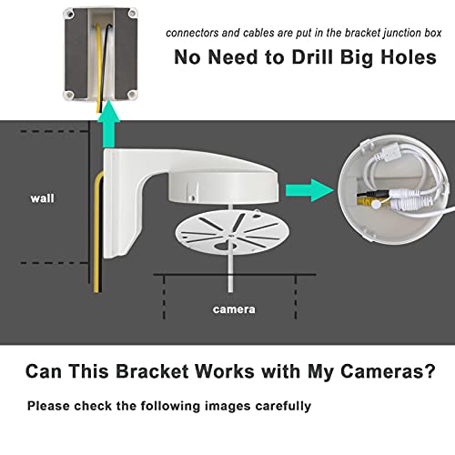 WiTi 4.7 inches Wall Mount Bracket for Dome Security Camera,Deep Base Junction Box Cable Management Mounting Case, CCTV IP Surveillance Cameras Holder Metal Solid Outdoor Indoor