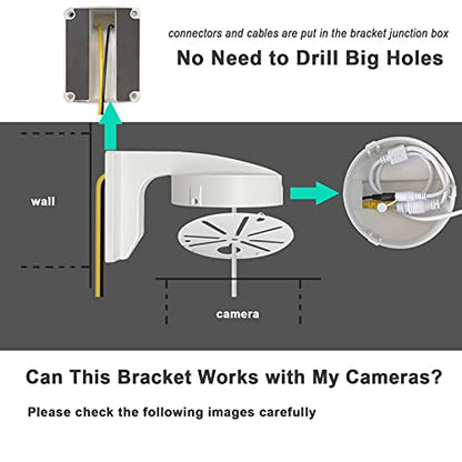 WiTi 4.7 inches Wall Mount Bracket for Dome Security Camera,Deep Base Junction Box Cable Management Mounting Case, CCTV IP Surveillance Cameras Holder Metal Solid Outdoor Indoor