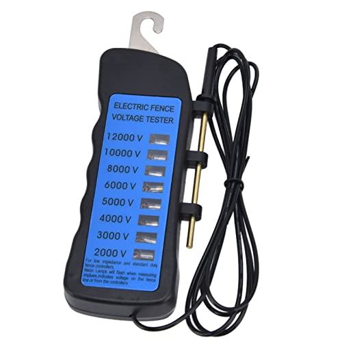 12KV Electric Fence Voltage Tester,2000 to 12000V 8 Neon Indicator Lights Electrical Fence Fault Finder Locator Checker Fence Voltmeter Troubleshooter