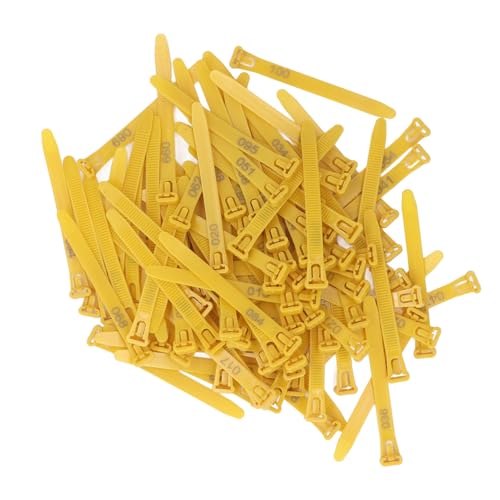 Keenso Chicken Leg Bands 1-100 Numbered Labels for Easy Breed Classification and Noise Reduction Pack of 100 (Yellow) - color: Yellow