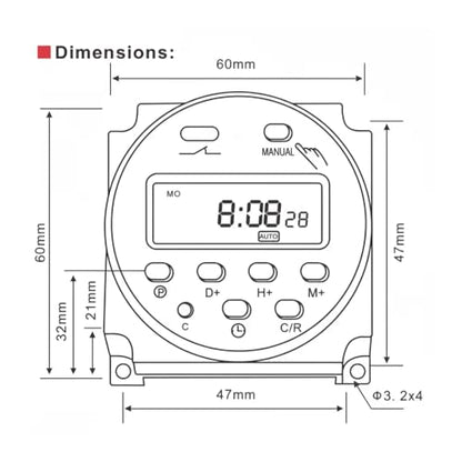 12V Timer Switch, Wenzhiiot 12V AC/DC Input 200-250V 16A Output Digital LCD Programmable Time Switch Relay Supports 28 Scheduled Tasks Daily/Weekly