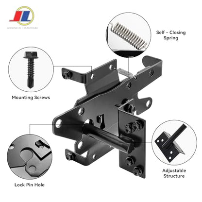 Self-Locking Gate Latch 1 Pack, Automatic Gravity Latch for Wooden/Metal Gates, Outdoor Fence Gate Lock with Weather-Resistant Finish, Universal Gate Hardware for Door & Vinyl Fence - size: Vinyl Fence