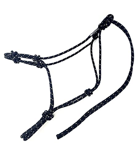 Horse Rope Training Halter - 4 Knot 1/4" Stiff Halter Cord - Used by Famous Trainers Multiple Sizes Multiple Colors - color: Black with Beige, size: Small
