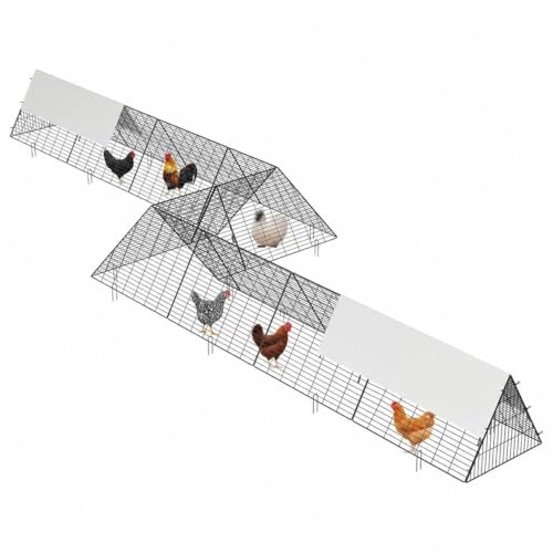 Metal Chicken Tunnel for Outside, Cover & Corner Frames, Portable Chicken Run for Yard with Weather-Resistant Cover, Outdoor Yard Chicken Run Tunnel for Hens, Ducks, Rabbits, Straight Line Frame - size: 287.0"L x 78.7"W x 24.2"H