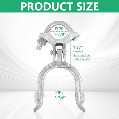Chain Link Fence Gate Fork Latch - Commercial Heavy Duty - Malleable - Galvanized Gate Latch with Hole for Padlock (1-7/8" x 2-7/8") - size: 1-7/8" x 2-7/8"