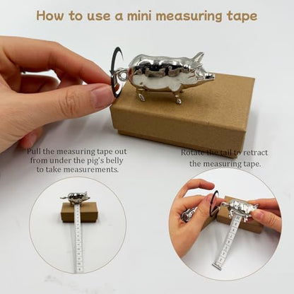 Antique-Inspired Pig Mini Tape Measure, Vintage Metal Pig Retractable Soft Tape Measure for Sewing, Cloth, Fabric & Body Measurements Tape, Cute Animal Tapes Measure for Crafts Quilting Sewing Lovers