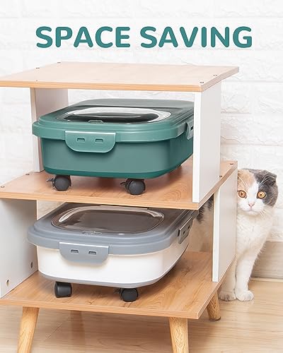 20-23 Lbs Dog Food Storage Container - Collapsible Dog Food Container with Attachable Casters and Scoop,Small Container, Pet Food Storage Containers to Keep Dry Food Fresh,Easy to Move | Dog Food Container with Double Airtight Seal & Magnetic Lid,Cat Food