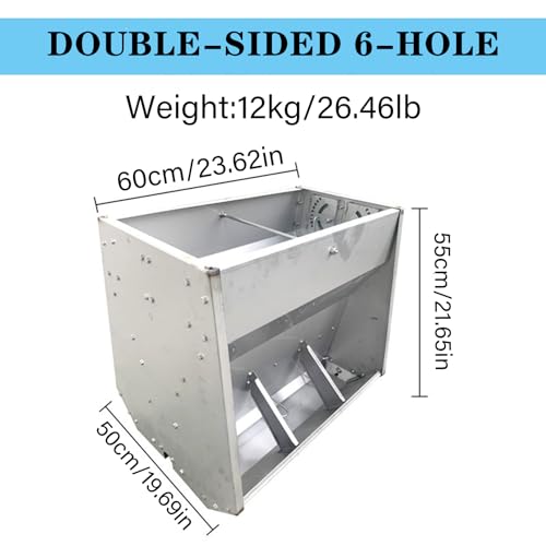 23in 27in 35in 46in Pig Feeder, 6-Door Heavy Duty Stainless Steel Hog Feeder, Outdoor Livestock Feeder Farm Accessory Self Feeder with Visable Feed Design Feeding Up to 20 Hogs,Silver,60cm - size: 60cm