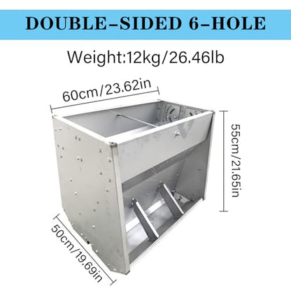 23in 27in 35in 46in Pig Feeder, 6-Door Heavy Duty Stainless Steel Hog Feeder, Outdoor Livestock Feeder Farm Accessory Self Feeder with Visable Feed Design Feeding Up to 20 Hogs,Silver,60cm - size: 60cm