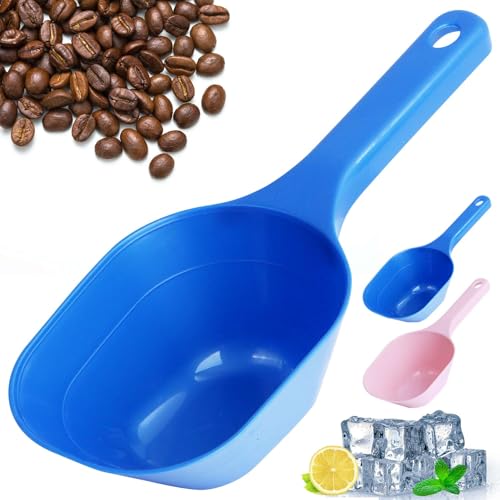 Dog-Cat Food-Scoop Measuring-Cup,1 Cup Capacity Versatile Plastic Pet Food Scoop with Measuring Lines 1 Cup and 1/2 Cup for Precise Portion Control (2, Blue and Pink) - color: Blue and Pink