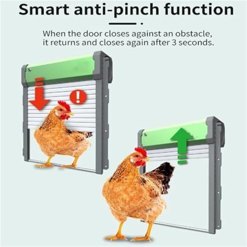 Automatic Chicken Coop Door Solar Powered,Solar Chicken House Door,Aluminum Alloy Chicken Door,Mix 4 Modes,with Remote and LCD Display,2000mAh Battery