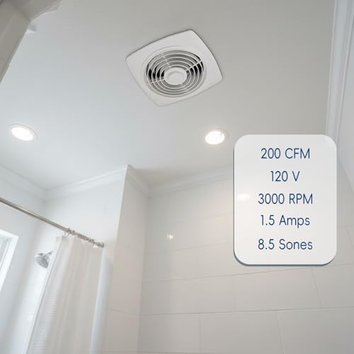 REEPLAR 8-Inch Ceiling Mount Exhaust Fan, 200 CFM Powerful Ventilation, Replacement for 505 Vertical Discharge Exhaust Fan, Fits 8" Roof Duct System, Ideal for Kitchen, Bathroom and Laundry Room