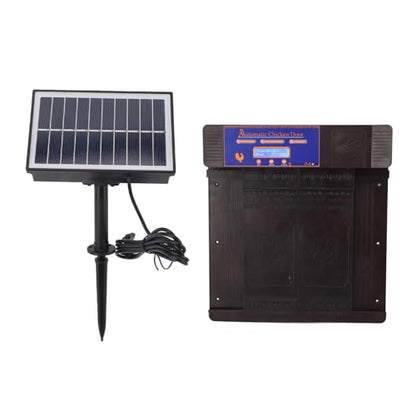 CHICIRIS Automatic Chicken Coop Door Opener, Intelligent Double Open with Timer LED Display Solar Powered, with Anti Pinch Function and Low Battery Alert, for Chickens Ducks Geese (Dark Brown) - color: Dark Brown