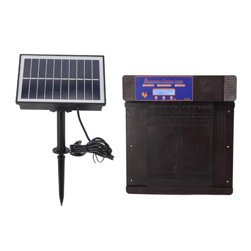 Automatic Chicken Coop Door Opener, Intelligent Double Open Timer LED Display Solar Powered, with Anti Pinch Function Low Battery Reminder, for Chickens Ducks Geese Poultry (Dark Brown) - color: Dark Brown