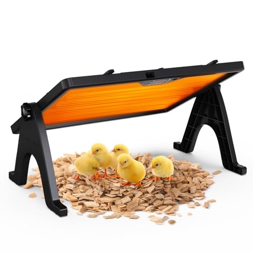 Chick Brooder Plate, 12"x16.5" Adjustable Double-Sided Heating Plate with LED Light & Remote Control, Brooder Heater for Baby Chicks, Ducklings & Birds, Safe Low-Energy Chick Heating Plate 86°F-167°F