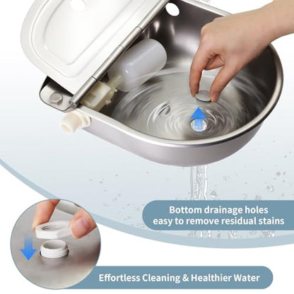 Automatic Water Bowl for Dog Large Size,Animal Drinking Water Bowl,Outdoor Dog Water Bowl,304 Stainless Steel Water Bowl with Float Valve, Drain Hole, Pipe,for Poultry and Livestock - size: 39in Pipe