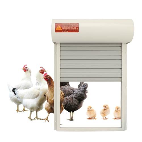 Automatic Chicken Coop Door, Solar Powered Chicken Door Opener with Timer LED Display for Duck Goose Poultry Safety (White) - color: White