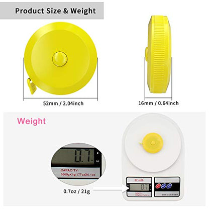 DiCUNO 60-Inch 1.5 Meter Soft and Retractable Tape Body Tailor Sewing Craft Cloth Dieting Measuring Tape (3 Pcs of Yellow with Soft Tape) - color: Yellow*3pcs