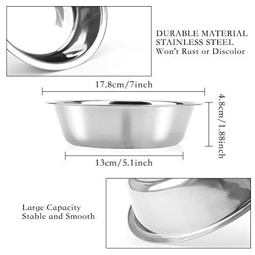 8 Pack Small Dog Bowl Cat Bowl,3 Cup 24 OZ Stainless Steel Dog and Cat Bowls Pet Metal Food and Water Dish,Basic Pet Feed Bowls for Small Dog Puppies Kitten