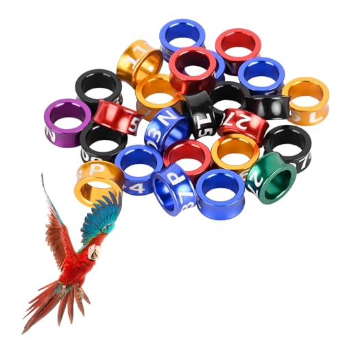 6.0mm Bird Leg Bands，Multicolor Aluminum Identification Rings for Xuanfeng, Small Sun, 50 Packs with Fade-Resistant Engravings - size: 6.0MM