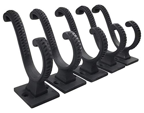 Iron Scroll Coat Hooks - Wall Mounted Rustic Farmhouse Cast Iron DIY Coat Towel Hat Scarf Bag Hook - 5 Pack (Black) - style: Scroll (Black)